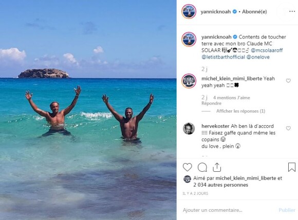 Yannick Noah se baigne avec MC Solaar à Saint-Barthélemy le 12 août 2019.