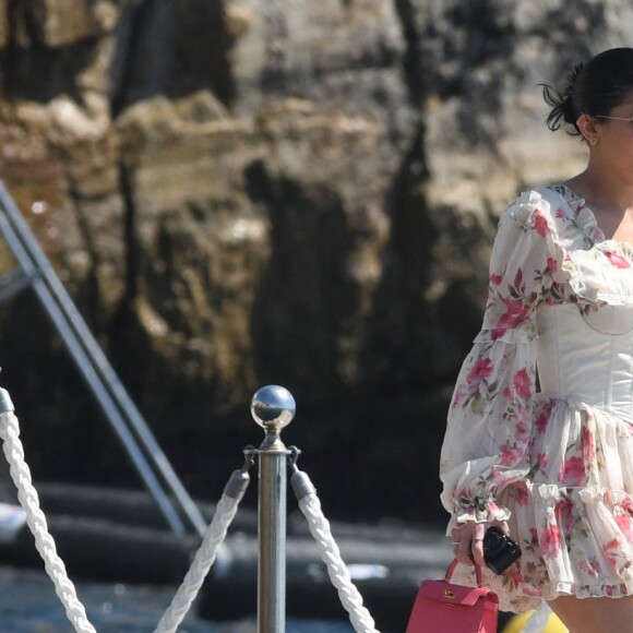 Kylie Jenner, Travis Scott et leur fille Stormi arrivent à l'Hôtel du Cap-Eden-Roc à Antibes. Le 14 août 2019.