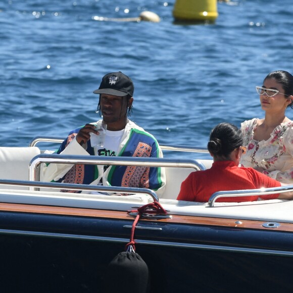 Kylie Jenner, Travis Scott et leur fille Stormi arrivent à l'Hôtel du Cap-Eden-Roc à Antibes. Le 14 août 2019.