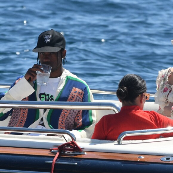 Kylie Jenner, Travis Scott et leur fille Stormi arrivent à l'Hôtel du Cap-Eden-Roc à Antibes. Le 14 août 2019.