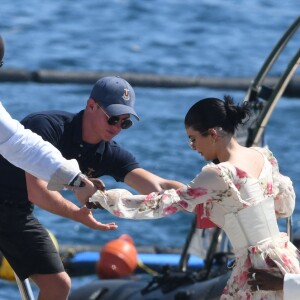 Kylie Jenner, Travis Scott et leur fille Stormi arrivent à l'Hôtel du Cap-Eden-Roc à Antibes. Le 14 août 2019.