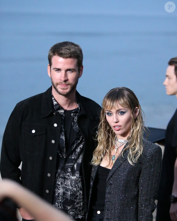 Liam Hemsworth et sa femme Miley Cyrus - Arrivées - Saint Laurent présente sa collection homme printemps-été 2020 à Malibu le 6 juin 2019. ©Cyrill Gueny / Bestimage
