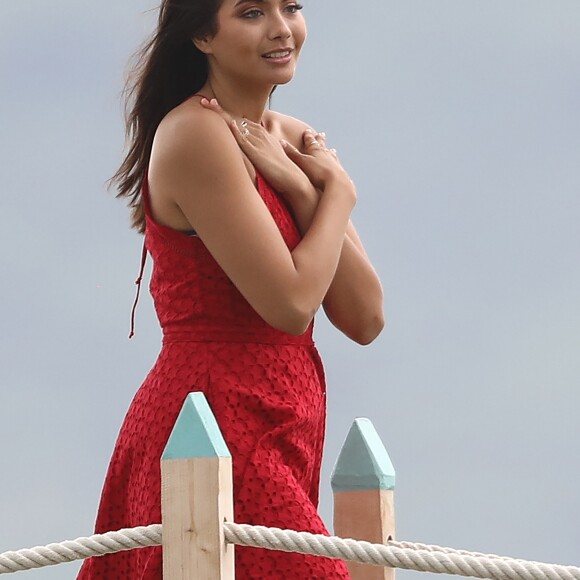 Exclusif - Vaimalama Chaves - Les Miss France, Vaimalama Chaves, Annabelle Varane (soeur de Raphael Varane), Ophely Mezino, Aude Destour, Wynona Gueraini accompagnées de Sylvie Tellier passent leurs vacances sur la plage Morea a Saint-Tropez le 27 juillet 2019