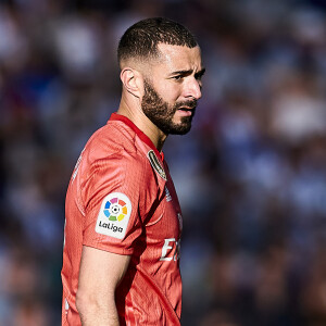 Karim Benzema lors du match de football de La Liga opposant le Real Sociedad au Real Madrid au Deportivo Alavés au stade Anoeta à Saint-Sébastien, Espagne, le 12 mai 2019.