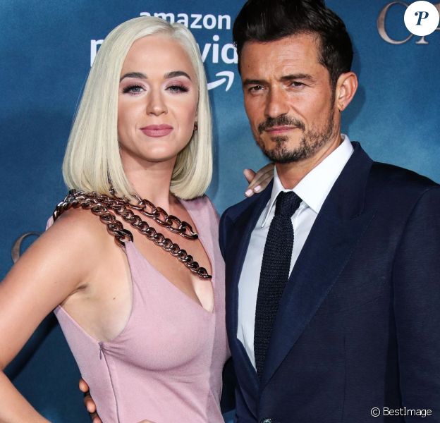 Katy Perry et son fiancé Orlando Bloom à la première de la série télévisée Amazon Prime Video "Carnival Row" au TCL Chinese Theatre dans le quartier de Hollywood, à Los Angeles, Californie, Etats-Unis, le 21 août 2019.