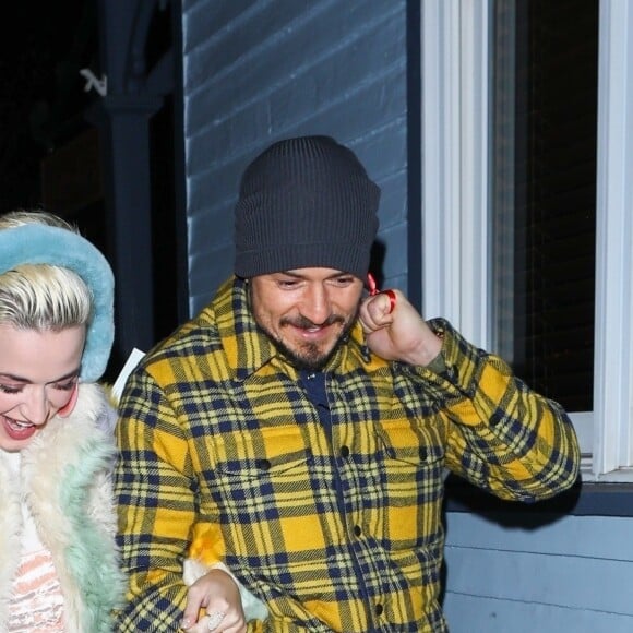 Katy Perry et Orlando Bloom arrivent au restaurant Matsuhisa dans la station de Aspen le 2 janvier 2019.