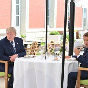 Bilatérale entre le président américain Donald Trump et le président français Emmanuel Macron à l'hôtel du Plais lors du G7 à Biarritz, France, le 24 août 2019. © Jacques Witt/Pool/Bestimage