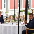 Bilatérale entre le président américain Donald Trump et le président français Emmanuel Macron à l'hôtel du Plais lors du G7 à Biarritz, France, le 24 août 2019. © Jacques Witt/Pool/Bestimage