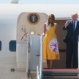 Le président Donald Trump et sa femme Melania arrivent à l'aéroport de Biarritz pour assister au sommet du G7 le 24 août 2019.