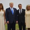 Le président français Emmanuel Macron, sa femme la Première Dame Brigitte Macron, le président des Etats-Unis Donald Trump et sa femme la Première Dame Melania Trump lors de l'accueil informel au sommet du G7 à Biarritz, France, le 24 août 2019.