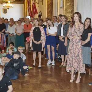 La princesse Mary de Danemark lors de l'opération "World Hour 2019" à la mairie de Copenhague le 26 août 2019.