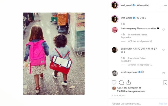 Amel Bent a photographié ses filles Sofia et Hana le jour de la rentrée, le 2 septembre 2019.