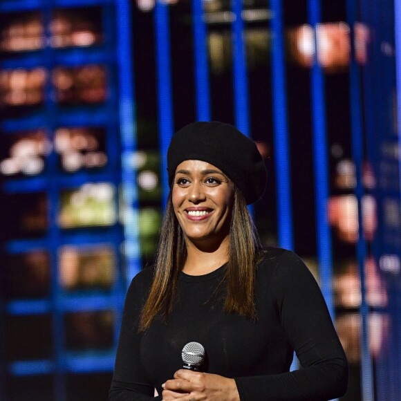 Amel Bent - Enregistrement de l'émission "Les 40 ans de Starmania" les stars chantent pour le Sidaction au Palais des Congrès à Paris, le 29 mars 2019. © Pierre Perusseau/Bestimage