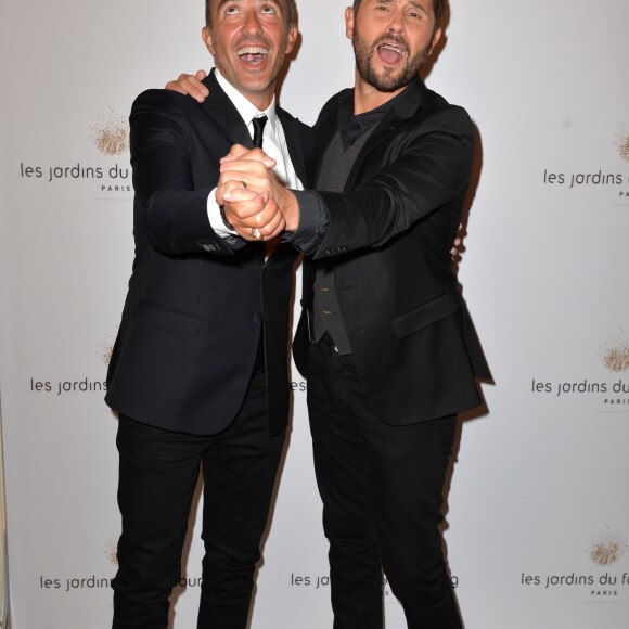 Nikos Aliagas et Christophe Beaugrand lors de la soirée d'inauguration de l'hôtel Les Jardins du Faubourg à Paris le 9 septembre 2019, nouvel établissement cinq étoiles au coeur du Triangle d'Or. © Veeren/Bestimage