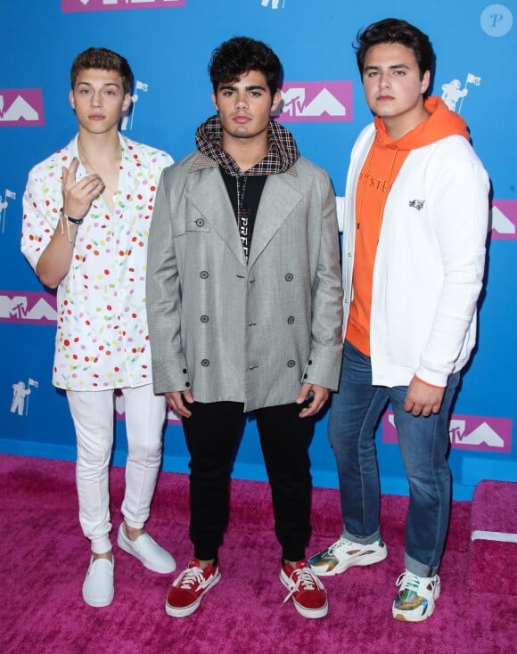 Emery Kelly, Ricky Garcia, Liam Attridge, Forever in Your Mind lors du photocall de la cérémonie des MTV Video Music Awards à New York le 20 août 2018.