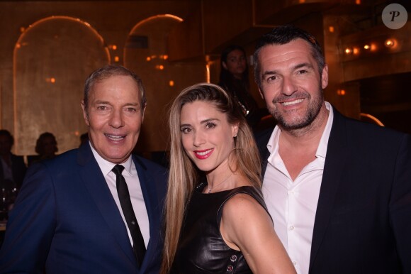 Exclusif - Benjamin Patou (PDG de Moma Group), Arnaud Ducret et sa compagne Claire Francisci lors de la soirée d'inauguration du club Manko à Paris, France, le 12 septembre 2019. © Rachid Bellak/Bestimage