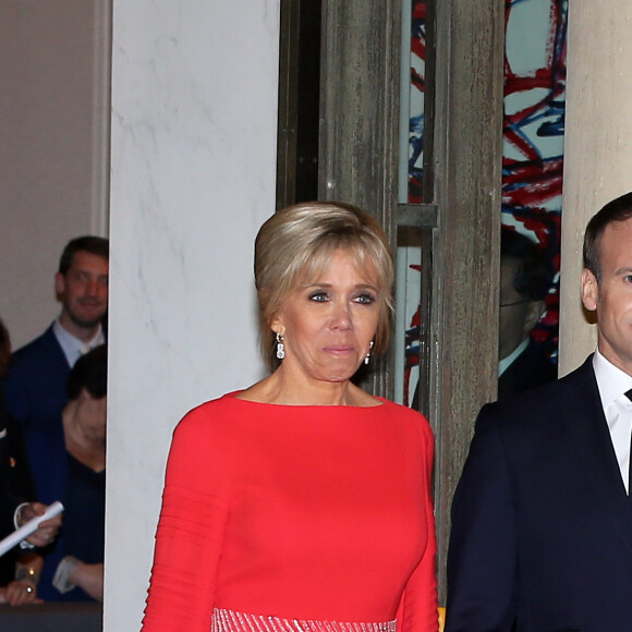 Le président de la République française Emmanuel Macron et sa femme la Première Dame Brigitte Macron - Dîner d'Etat du président de la République française en l'honneur du président de la République populaire de Chine lors de sa visite d'Etat en France du 24 au 26 mars 2019, au Palais de l'Elysée, à Paris, France, le 25 mars 2019. © Dominique Jacovides/Bestimage