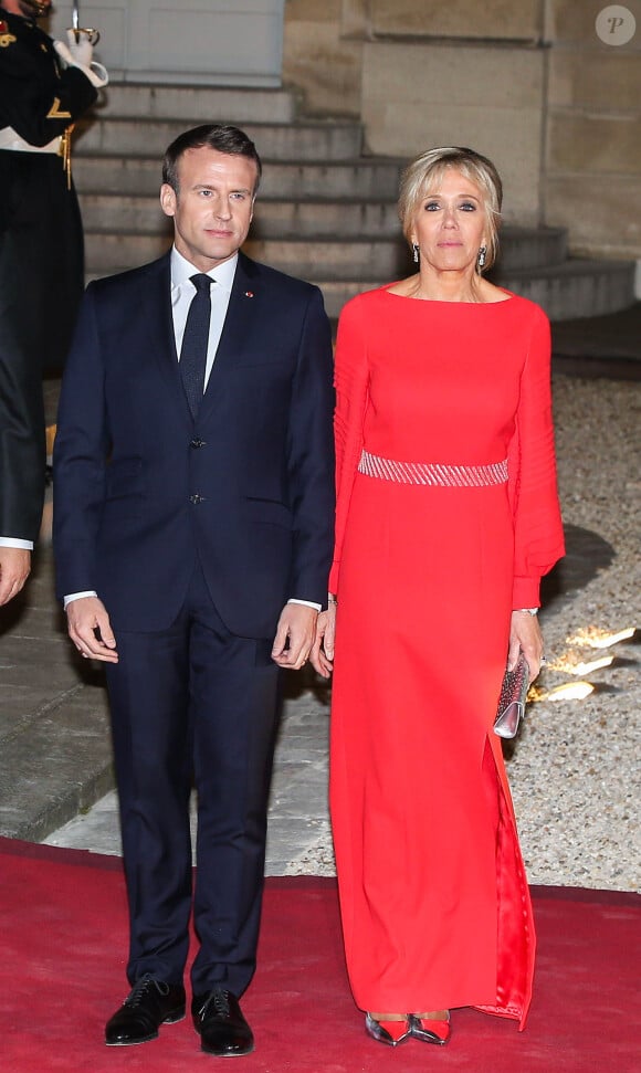 Le président de la république, Emmanuel Macron et sa femme Brigitte reçoivent le président de la République populaire de Chine, XI Jinping et sa femme femme Peng Liyuan au Palais de l'Elysée pour un dîner d'état, Paris, le 25 mars 2019. ©Dominique Jacovides / Bestimage