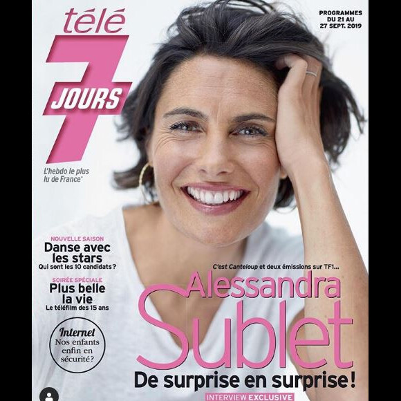 Alessandra Sublet en Une de Télé 7 jours du 21 au 27 septembre 2019.