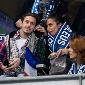 Alessandra Sublet et son nouveau compagnon Jordan, Maëva Coucke (Miss France 2018) - People assistent au match des éliminatoires de l'Euro 2020 entre la France et l'Islande au Stade de France à Saint-Denis le 25 mars 2019. La france a remporté le match sur le score de 4-0.25/03/2019 - Paris