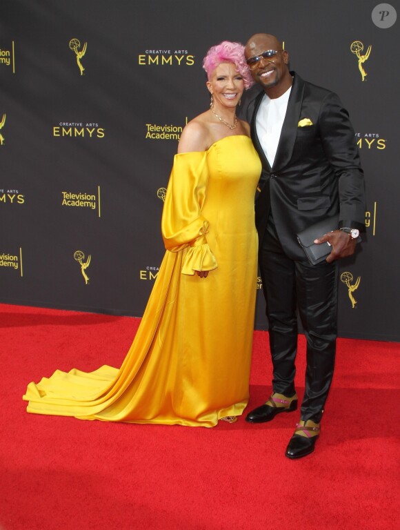 Terry Crews et sa femme Rebecca King Crews à la soirée des "2019 Creative Arts Emmy Awards" au Microsoft Theater à Los Angeles, Californie, Etats-Unis, le 14 septembre 2019.
