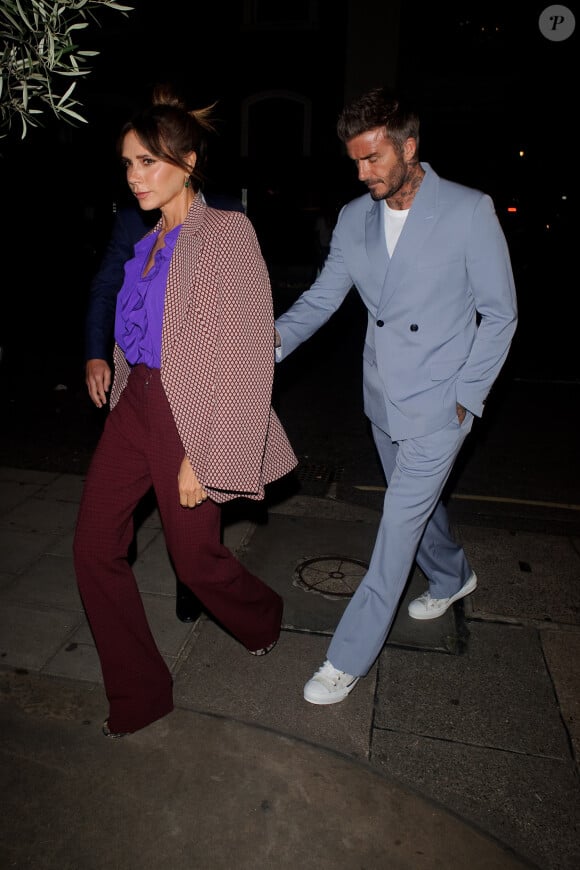 David et Victoria Beckham - Les célébrités assistent au dîner du couple Beckham organisé au "Harry's Bar" lors de la Fashion week à Londres, le 15 septembre 2019.