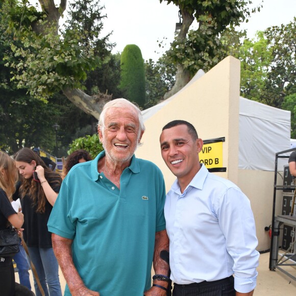 Exclusif - Jean-Paul Belmondo et Brahim Asloum - Gala de boxe "No Limit Episode IX" organisé par B. Asloum (ancien champion du monde de boxe) en plein air au théâtre Tivol au Cannet le 18 juillet 2019. © Bruno Bebert/Bestimage