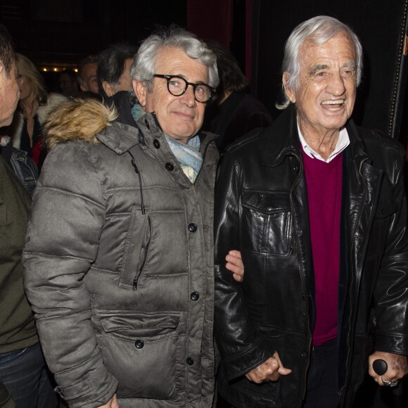 Michel Boujenah et Jean-Paul Belmondo - 4ème Edition des "Trophées du Bien-Etre" au théâtre de la Gaité Montmartre à Paris, le 22 septembre 2019. Les "Trophées du Bien-Etre" sont une occasion unique de récompenser chaque année une innovation médicale, un geste, une action, une pièce de théâtre, un film, un concert, une musique, un produit du quotidien, une amélioration urbaine qui auront contribué à créer le bien-être pour le plus grand nombre. © Pierre Perusseau/Bestimage