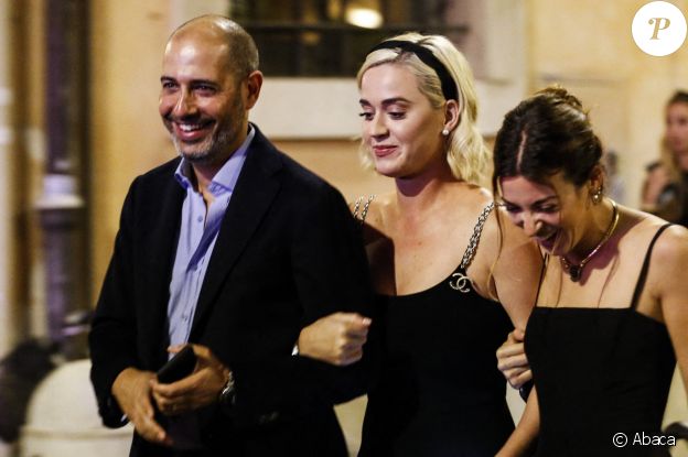Katy Perry et son fiancé Orlando Bloom au dîner de répérition du mariage de la styliste Misha Nonoo, amie proche de Meghan Markle. A Rome, le 19 septembre 2019.