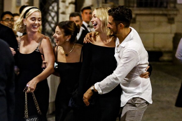 Katy Perry et son fiancé Orlando Bloom au dîner de répérition du mariage de la styliste Misha Nonoo, amie proche de Meghan Markle. A Rome, le 19 septembre 2019.