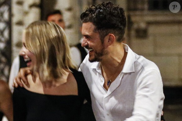 Katy Perry et son fiancé Orlando Bloom au dîner de répérition du mariage de la styliste Misha Nonoo, amie proche de Meghan Markle. A Rome, le 19 septembre 2019.