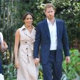 Le prince Harry et Meghan Markle (en robe Nonie) se rendent à la réception des industries créatives et des entreprises à Johannesburg, le 2 octobre 2019.