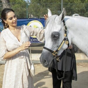 Exclusif - Nabilla Vergara, enceinte, en week end à Monaco, a fait un passage fort remarqué au Championnat du pur-sang arabe de la Méditerranée et des pays arabes au stade Rondelli à Menton le 23 juin 2019. © Patrick Varotto / Bestimage