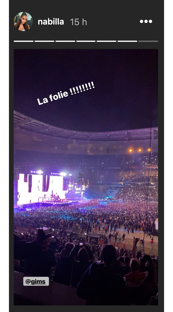 Nabilla a assisté au concert de Maître Gims le 28 septembre 2019 au Stade de France.