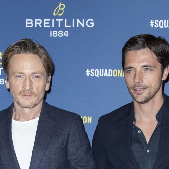 Benoît Magimel et Raphaël Personnaz lors de la soirée de réouverture de la boutique "Breitling", située rue de la Paix. Paris, le 3 octobre 2019. © Olivier Borde/Bestimage