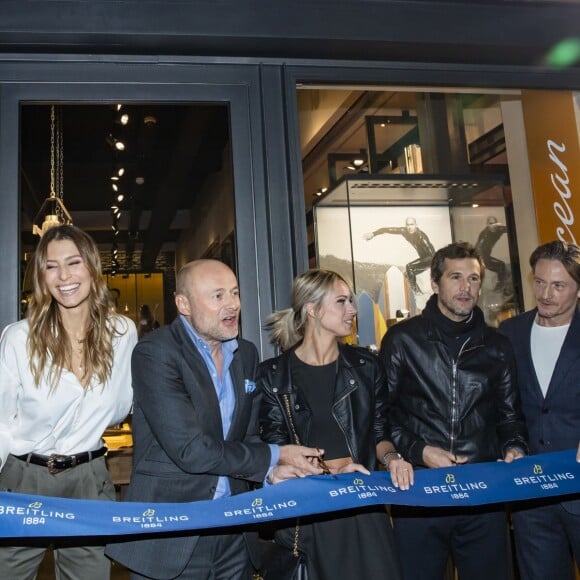 Laury Thilleman (Miss France 2011), Georges Kern (directeur général de Breitling), Marion Rousse, Guillaume Canet, Benoît Magimel et Rayane Bensetti lors de la soirée de réouverture de la boutique "Breitling", située rue de la Paix. Paris, le 3 octobre 2019. © Olivier Borde/Bestimage