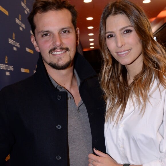 Laury Thilleman (Miss France 2011) et son fiancé Juan Arbelaez lors de la soirée de réouverture de la boutique "Breitling", située rue de la Paix. Paris, le 3 octobre 2019. © Rachid Bellak/Bestimage