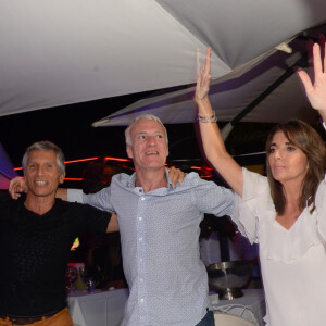Didier Deschamps fête sa victoire avec sa femme Claude, Nagui et sa femme Mélanie Page et des amis à la Gioia et au VIP Room à Saint-Tropez, le 21 juillet 2018. © Rachid Bellak/Bestimage