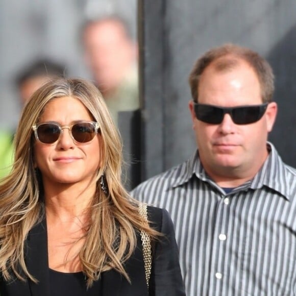 Jennifer Aniston arrive dans les studios de l'émission 'Jimmy Kimmel Live!' à Los Angeles, le 16 octobre 2019.