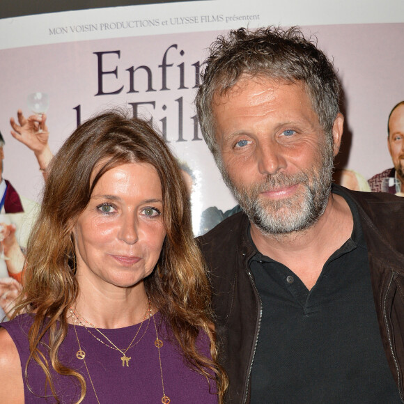 Stéphane Guillon et sa femme Muriel Cousin - Avant-première du film "Brèves de comptoir" au Théâtre du Rond-Point à Paris, le 8 septembre 2014.