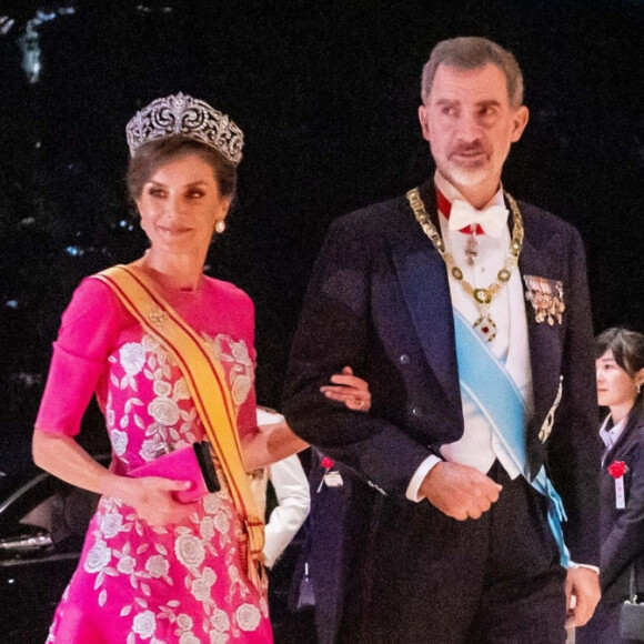 Le roi Felipe VI et la reine Letizia d'Espagne - Les dignitaires du monde entier assistent au banquet donné à l'occasion de la cérémonie d'intronisation de l'empereur du Japon Naruhito à Tokyo, le 22 octobre 2019.