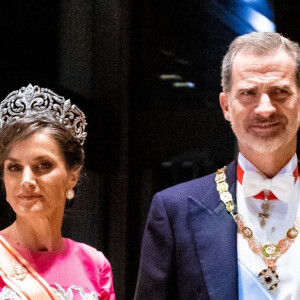 Le roi Felipe VI et la reine Letizia d'Espagne - Les dignitaires du monde entier assistent au banquet donné à l'occasion de la cérémonie d'intronisation de l'empereur du Japon Naruhito à Tokyo, le 22 octobre 2019.