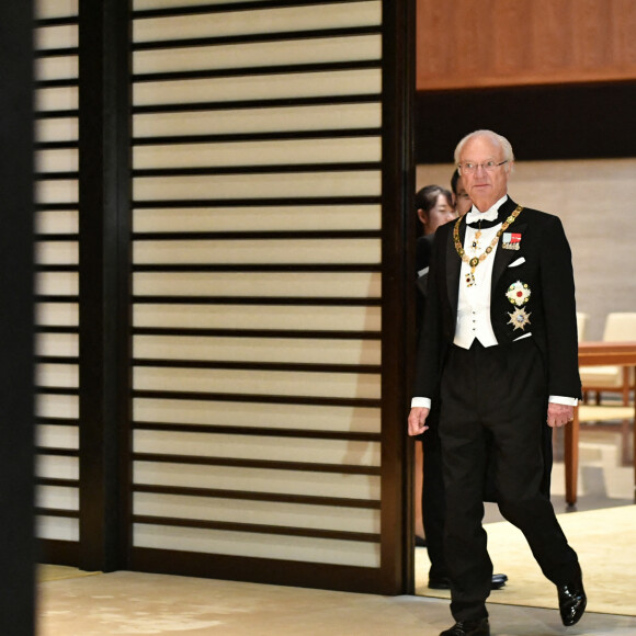 La princesse Victoria de Suède et son père Charles XVI Gustave - Les dignitaires du monde entier assistent au banquet donné à l'occasion de la cérémonie d'intronisation de l'empereur du Japon Naruhito à Tokyo, le 22 octobre 2019.