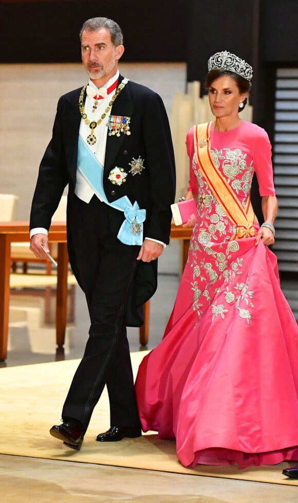 Le roi Felipe VI et la reine Letizia d'Espagne - Les dignitaires du monde entier assistent au banquet donné à l'occasion de la cérémonie d'intronisation de l'empereur du Japon Naruhito à Tokyo, le 22 octobre 2019.