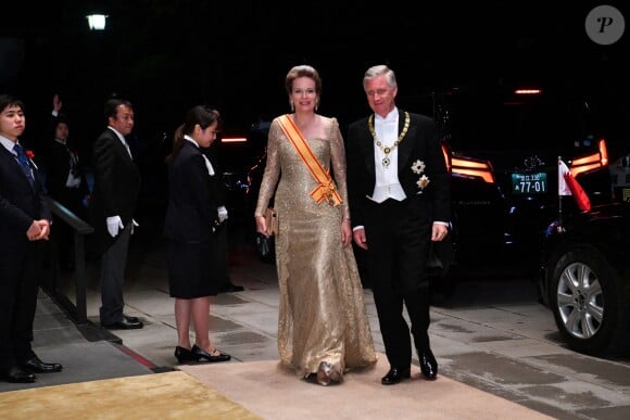Mathilde, reine des Belges, et son mari Philippe roi des Belges - Les dignitaires du monde entier assistent au banquet donné à l'occasion de la cérémonie d'intronisation de l'empereur du Japon Naruhito à Tokyo, le 22 octobre 2019.