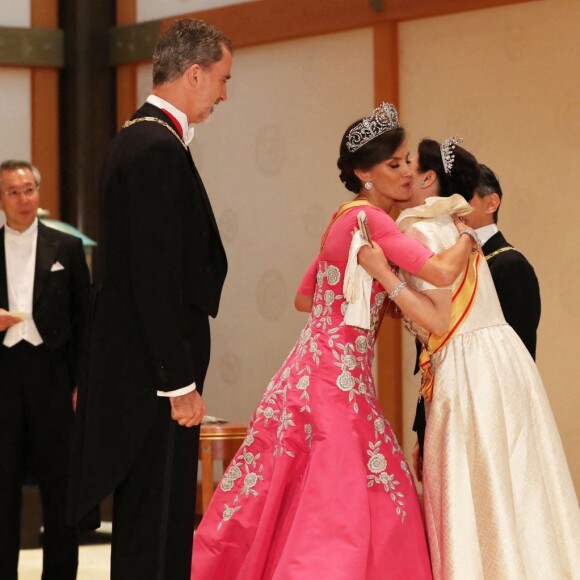 Le roi Felipe VI et la reine Letizia d'Espagne - Les dignitaires du monde entier assistent au banquet donné à l'occasion de la cérémonie d'intronisation de l'empereur du Japon Naruhito à Tokyo, le 22 octobre 2019.