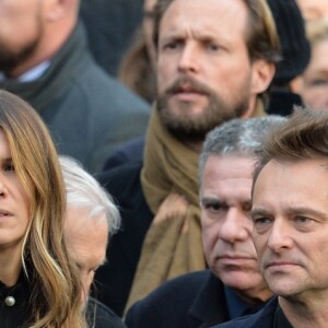 Cameron Smet, Alexandra Pastor, David Hallyday, Darina Scotti - Sorties de l'église de la Madeleine après les obsèques de Johnny Hallyday à Paris le 9 décembre 2017. © Veeren / Bestimage