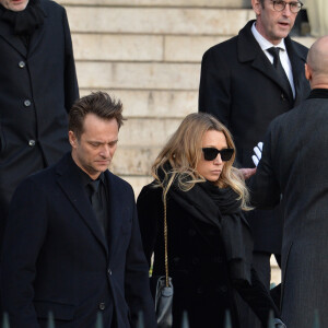 David Hallyday et Laura Smet - Sorties de l'église de la Madeleine après les obsèques de Johnny Hallyday à Paris le 9 décembre 2017. © Veeren / Bestimage