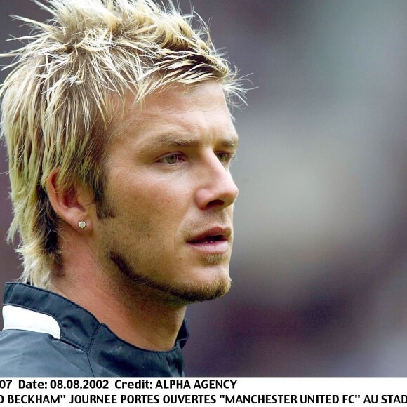 David Beckham lors des journées portes ouvertes de Manchester United le 8 août 2002.