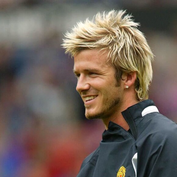 David Beckham lors des journées portes ouvertes de Manchester United le 8 août 2002.